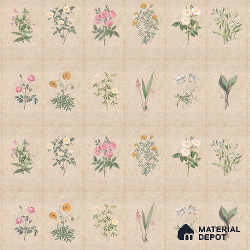 H902712 Mehek, Botanical Rendition Room Wallpaper Sukoon Series Canvas Florals Design (Customised Size Wallpaper)