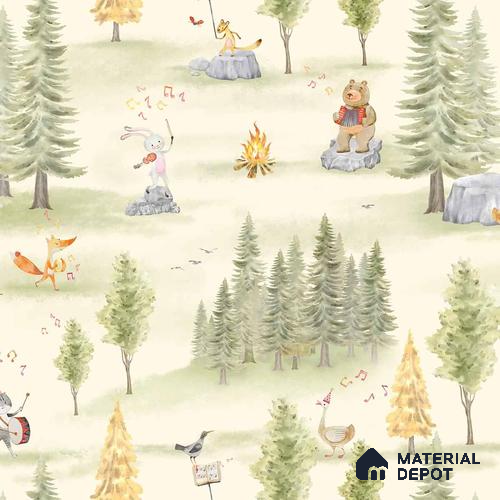 Melodious Miniatures, Jungle Themed Wallpaper for Kids Room, Green 10 Meter x 19.68 Inches Canvas Paper Type Wallpaper -54 Sq. Ft. | Minimum 15% wastage during installation
