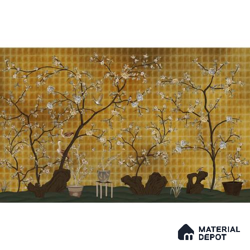 Oriental Garden, Chinoiserie Wall Wallpaper Sukoon Series Handmade Chinoserie Design (Customised Size Wallpaper)