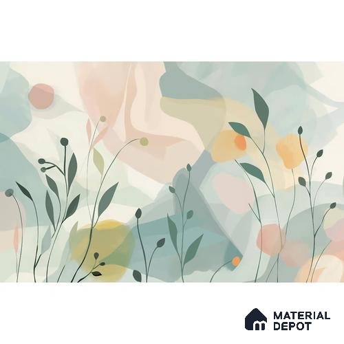 A close-up of aYellow Chinoiserie Wallpaper with Flowers and Birds, Customised Sparkla N Shine Series Chinoserie Design (Customised Size Wallpaper) with a finish available at Material Depot in Bangalore