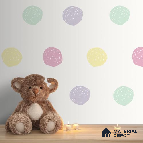 Polka Dots, Pastel Colors, Children Nursery Wallpaper 10 Meter x 19.68 Inches Canvas Paper Type Wallpaper -53.82 Sq. Ft.