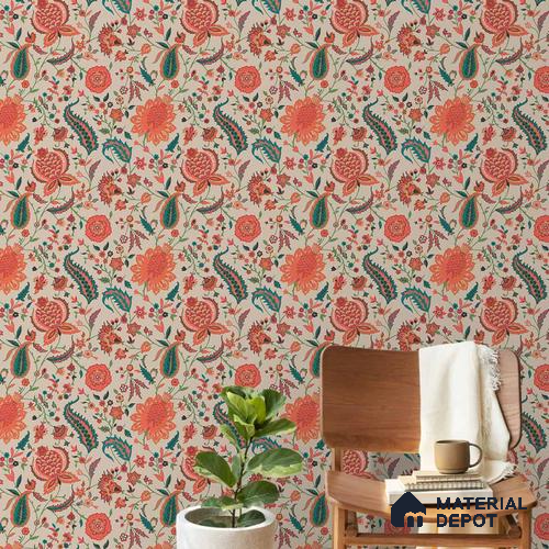 Premium Indian Colorful Room 10 Meter x 19.68 inches Canvas Wallpaper - 54 Sq. Ft. | Minimum 15% wastage during installation