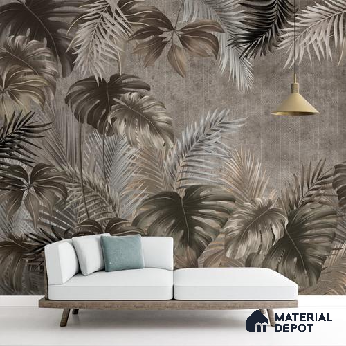 Premium Tropical Leaves Wallpaper, Customized Indrani Series Soft Feel Tropical Design (Customised Size Wallpaper )