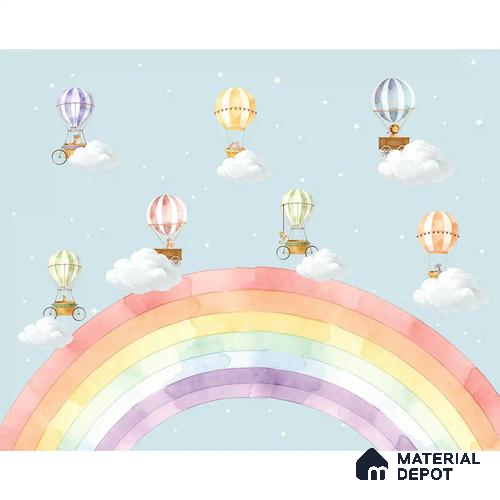Rainbow Hot Air Balloons Kids Handmade Wallpaper