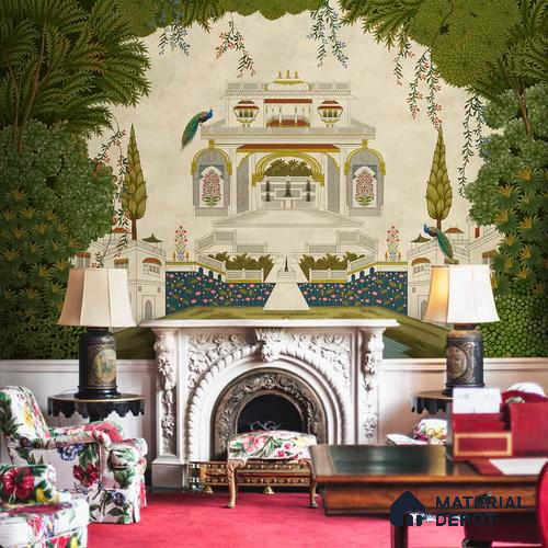 H902312 Riwayaat, Rich Indian Theme Room Wallpaper Sukoon Series Canvas Abstract Design (Customised Size Wallpaper)