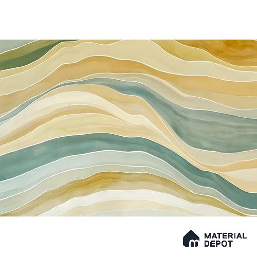 Serene Ocean Watercolor Style for Rooms Yellow Handmade (Customised Wallpaper)