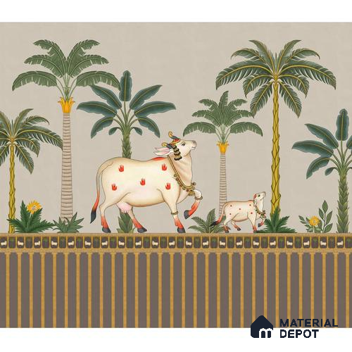 Surabhi Pichwai Wallpaper, Customised for Walls(Sandstone Paper)