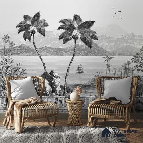 The Beach, Beautiful Wallpaper for Rooms Sukoon Series Canvas Nature Design (Customised Size Wallpaper)