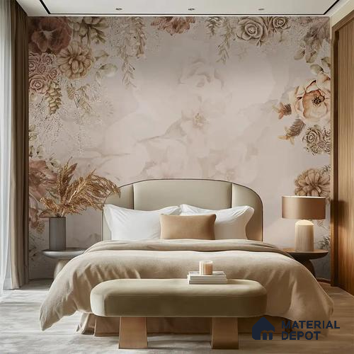 Timeless Elegance: Vintage Hanging Floral Luxury Wallpaper Indrani Series Canvas Florals Design (Customised Size Wallpaper )