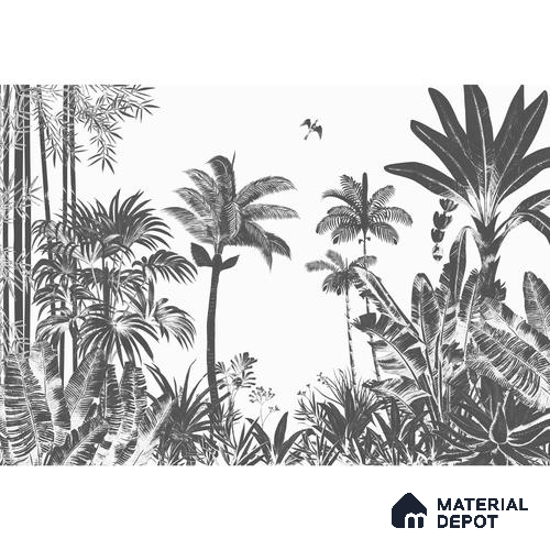 A close-up of aTropical Monochrome, Room Wallpaper Sukoon Series Tropical Design (Customised Size Wallpaper) with a finish available at Material Depot in Bangalore