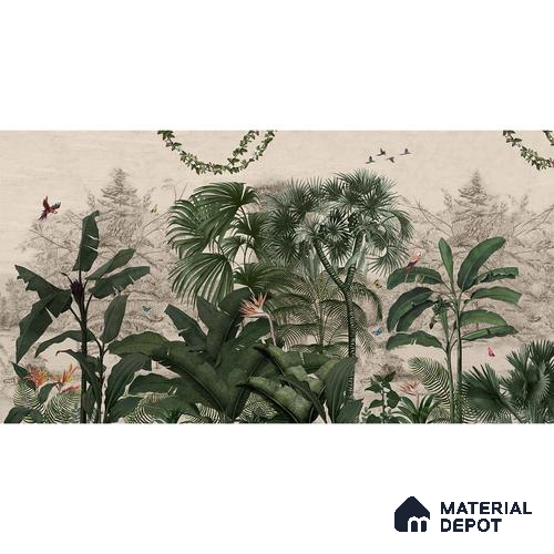 Tropical Theme Vintage Wallpaper for Walls, Customised Indrani Series Handmade Tropical Design (Customised Size Wallpaper )
