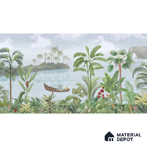 Tropical Trees Wallpaper for Rooms, Customised Indrani Series Canvas Tropical Design (Customised Size Wallpaper )