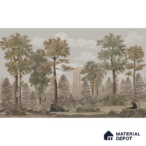 Twilight Haven Vintage European Smoky Olive Canvas Wallpaper