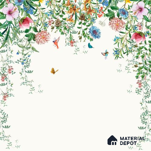 A close-up of aUnique Hanging Floral and Bird Wallpaper for Bedrooms Sparkla N Shine Series Florals Design (Customised Size Wallpaper) with a finish available at Material Depot in Bangalore