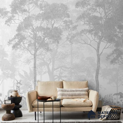 701711 - Vintage Forest Theme Wallpaper, Grisaille Style Indrani Series Soft Feel Tropical Design (Customised Size Wallpaper )