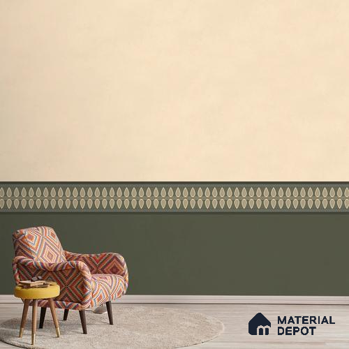 Viram, Luxurious Indian Pattern Wall Wallpaper, Beige and Green Soft Feel (Customised Wallpaper)