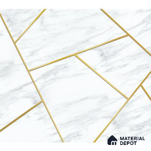 White Marble Design with Golden Stripes Wallpaper Indrani Series Handmade Marble Design (Customised Size Wallpaper )