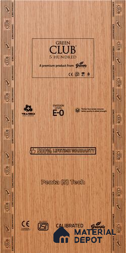 Green Club 5 Hundred BWP Grade 8 ft x 4 ft Plywood - 9 mm (Lifetime Warranty)