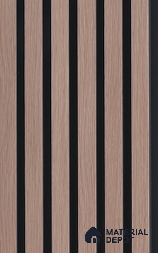Beige Wooden Louver 6102 9 ft x 4.8 inch Charcoal Panel - 12 mm | Suitable for Feature Wall, TV Unit & Living Room | Width is Subjected to 5% Variation