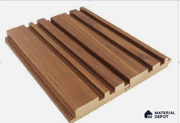 Brown Wooden Louver PN 00024 A 9 ft x 4.7 inch MDF Panel - 18 mm | Suitable for Feature Wall, TV Unit & Living Room | Width is Subjected to 5% Variation