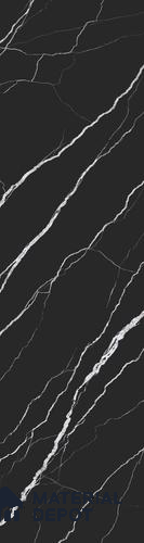 Marble Large Format Slab TL 11940 Midnight Vein 10 ft x 3 ft Black Colour Body Matte Finish | 2 Random Faces - 15 mm | Suitable for Counter Top, Table Top & Window Frame