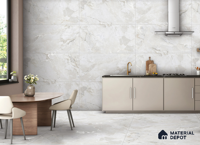 Marble Look Tile TL 11582 CR El Zurich Natural 4 ft x 2 ft Carving Matte Vitrified Tile - 9 mm