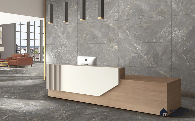 Marble Look Tile TL 11587 CR El Moreso Nero 4 ft x 2 ft Carving Matte Vitrified Tile - 9 mm