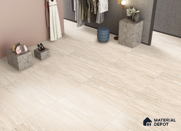 Stone Look Tile TL 11530 CR Travetino Rose Gold 4 ft x 2 ft Carving Matte Vitrified Tile - 9 mm