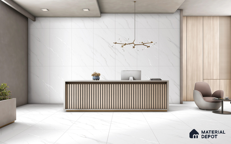 Marble Look Tile TL 11583 CR El Arel White 4 ft x 2 ft Carving Matte Vitrified Tile - 9 mm