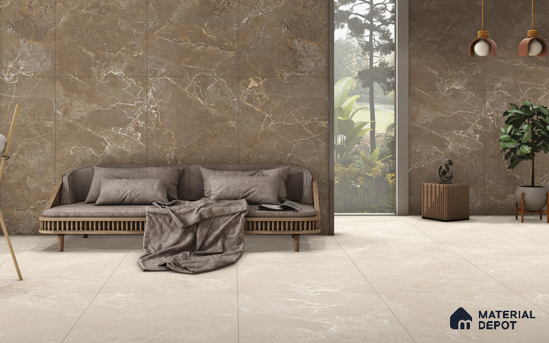 Marble Look Tile TL 11585 CR El Moreso Brown 4 ft x 2 ft Carving Matte Vitrified Tile - 9 mm
