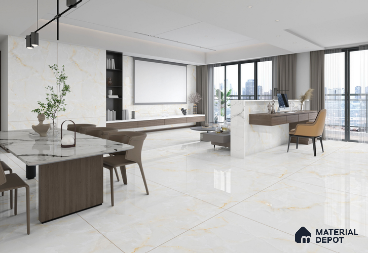 TL 11575 Endless Caramel Pearl 6 ft x 4 ft Glossy Vitrified Tile - 10 mm | Adhesive and Spacers Must be Used During Installation