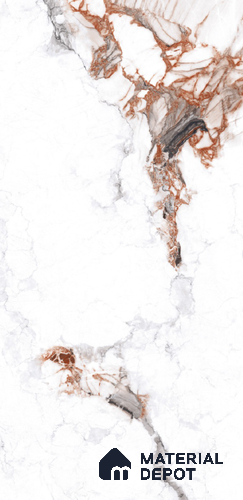 Marble Look Floor & Wall Tile TL 11873 Arezzo Red  4 ft x 2 ft High Gloss Finish Vitrified - 9 mm | Random Desing | Suitable for Living Room, Bathroom & Office