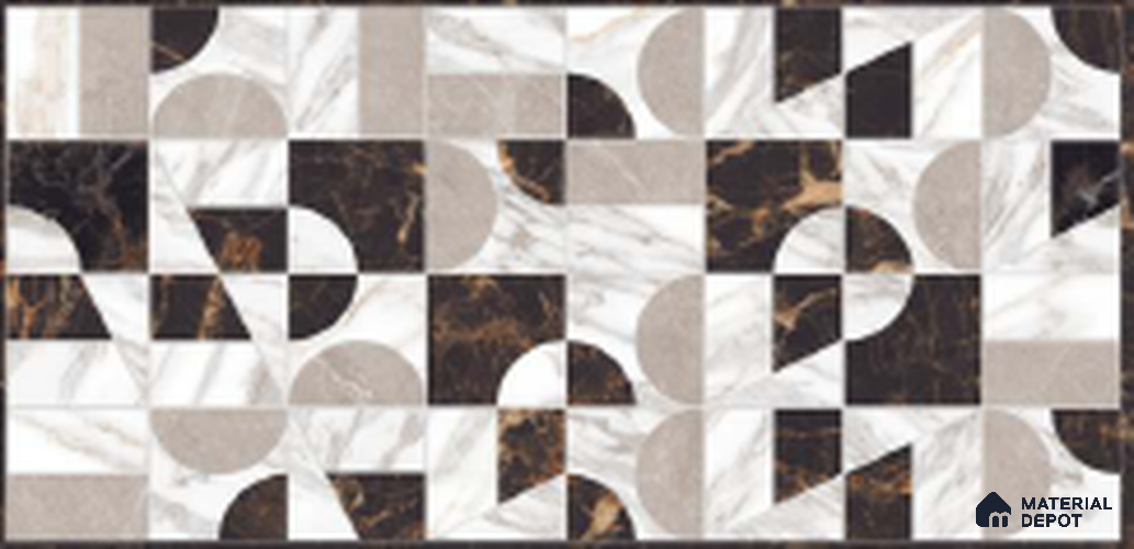 Patterned Wall Tile TL 09216 Alicia Brown Decore 4 ft x 2 ft Glamour Finish Vitrified Tile - 9 mm | 1 Random Design | Suitable For Living Room, Bedroom, Dining Area