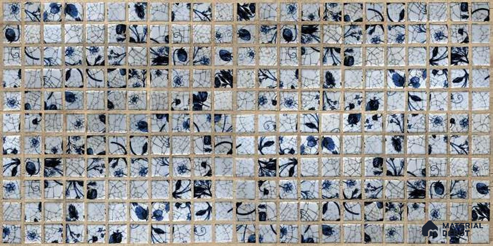Mosaic Look Wall Tile TL 06628 Huapai Blue 4 ft x 2 ft Vitrified Matte Finish - 9 mm | (Random 1) | Suitable for Living Room, Bedroom, Bathroom, Kitchen, Office, Elevation & Dining