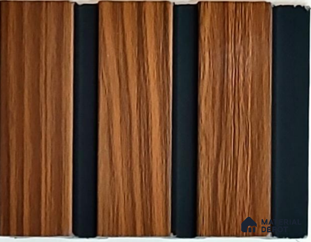 Brown Wooden Louver PN 02160 8 ft x 4.9 inch Charcoal Panel - 12 mm | Suitable for Feature Wall, TV Unit & Living Room | Width is Subjected to 5% Variation