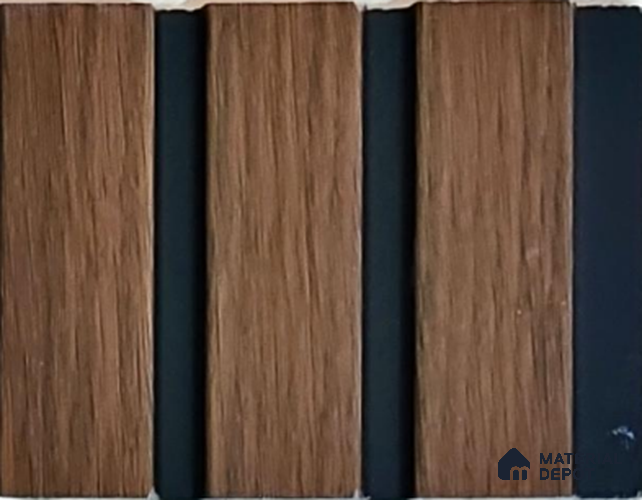Brown Wooden Louver PN 02161 8 ft x 4.9 inch Charcoal Panel - 12 mm | Suitable for Feature Wall, TV Unit & Living Room | Width is Subjected to 5% Variation