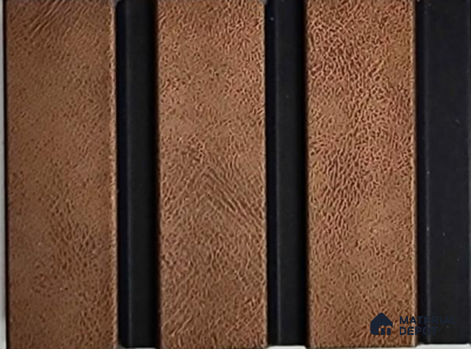 Brown Leather Louver PN 02171 8 ft x 4.9 inch Charcoal Panel - 12 mm | Suitable for Feature Wall, TV Unit & Living Room | Width is Subjected to 5% Variation