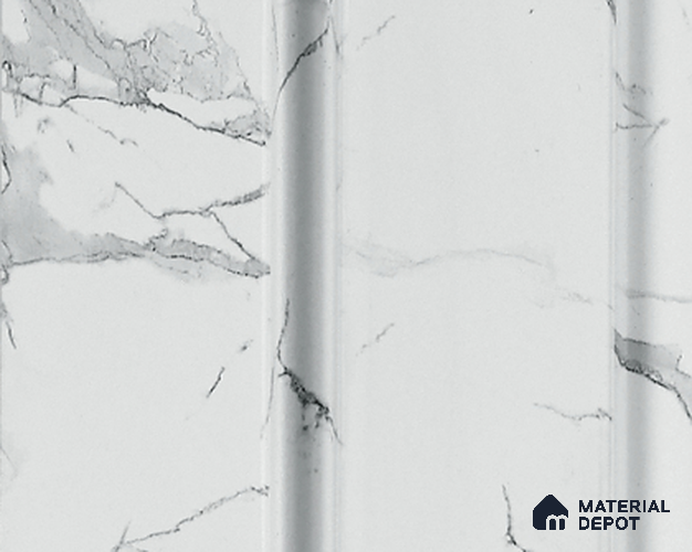White Marble Louver PN 05378 8 ft x 4.9 inch Charcoal Panel - 12 mm | Suitable for Feature Wall, TV Unit & Living Room | Width is Subjected to 5% Variation