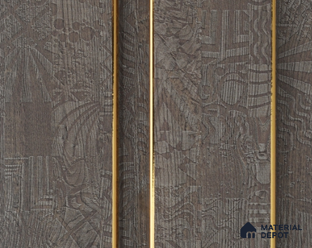 Brown Patterned Louver PN 05380 8 ft x 4.9 inch Charcoal Panel - 12 mm | Suitable for Feature Wall, TV Unit & Living Room | Width is Subjected to 5% Variation