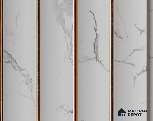 White Marble Louver PN 05401 8 ft x 4.9 inch Charcoal Panel - 12 mm | Suitable for Feature Wall, TV Unit & Living Room | Width is Subjected to 5% Variation