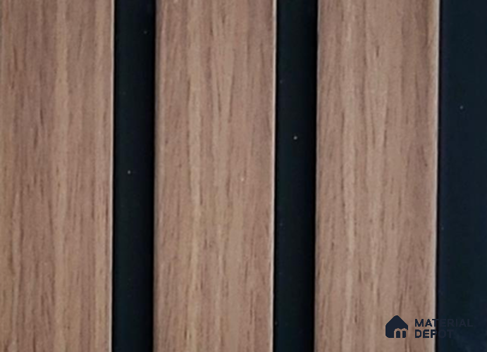 Brown Wooden Louver PN 05343 8 ft x 4.9 inch Charcoal Panel - 12 mm | Suitable for Feature Wall, TV Unit & Living Room | Width is Subjected to 5% Variation