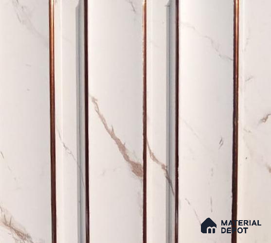 White Marble Louver PN 02299 8 ft x 4 inch Charcoal Panel - 10 mm | Suitable for Feature Wall, TV Unit & Living Room | Width is Subjected to 5% Variation