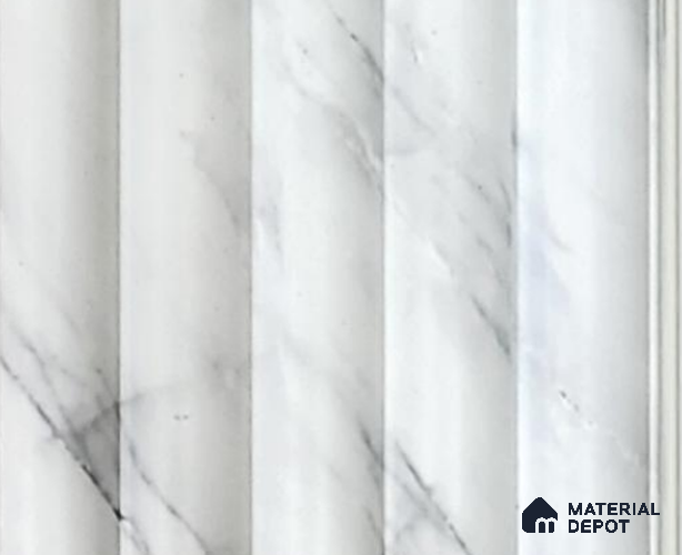White Marble Louver PN 06358 8 ft x 4 inch Charcoal Panel - 10 mm | Suitable for Feature Wall, TV Unit & Living Room | Width is Subjected to 5% Variation