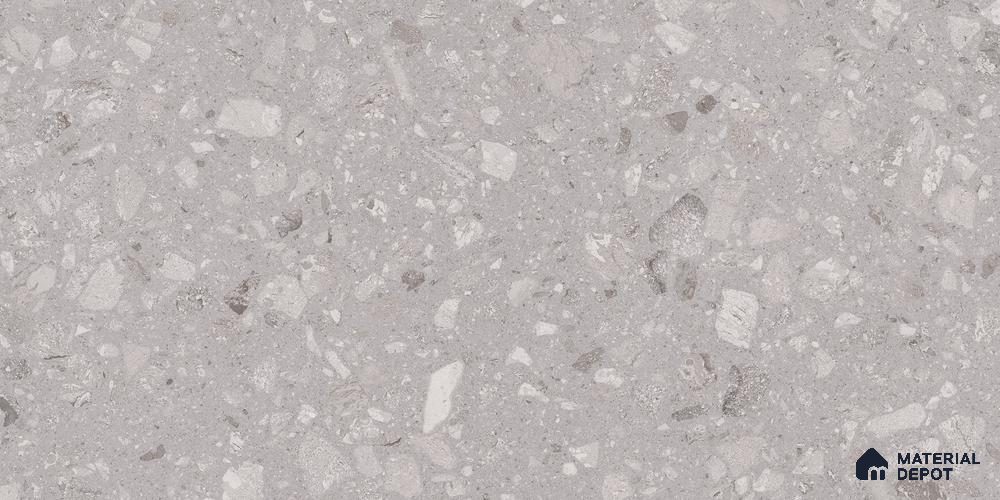 Grey Terrazzo Wall & Floor Tile TL 07045 4 ft x 2 ft Vitrified Glossy Finish - 9 mm | 8 Random Design | Suitable for Living Room, Bedroom, Bathroom