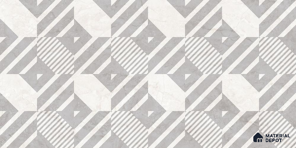 Patterned Wall Tile TL 12218 B Zion Grey Decore 4 ft x 2 ft Policer Finish Vitrified Tile - 9 mm