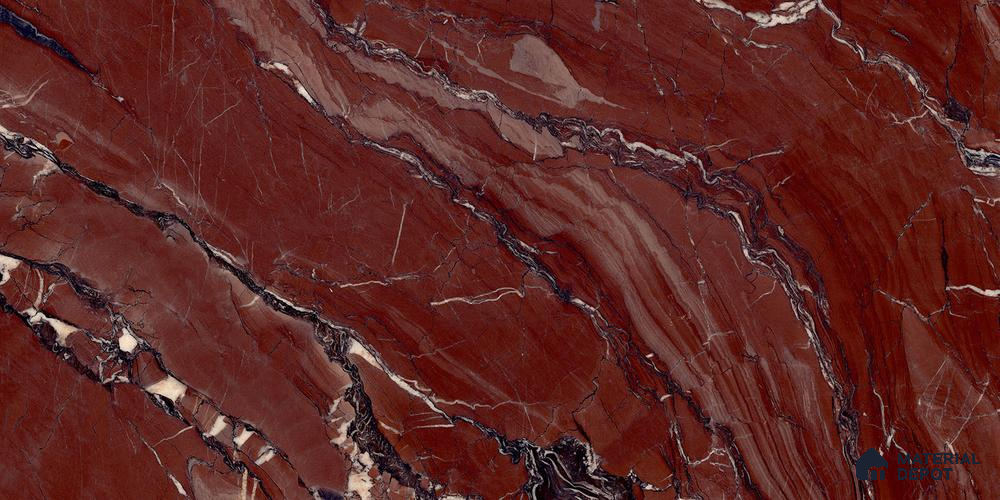 Marble Floor & Wall Tile TL 12285 Gracis Rossa 4 ft x 2 ft High Glossy Finish Vitrified Tile - 9 mm | 5 Random Designs