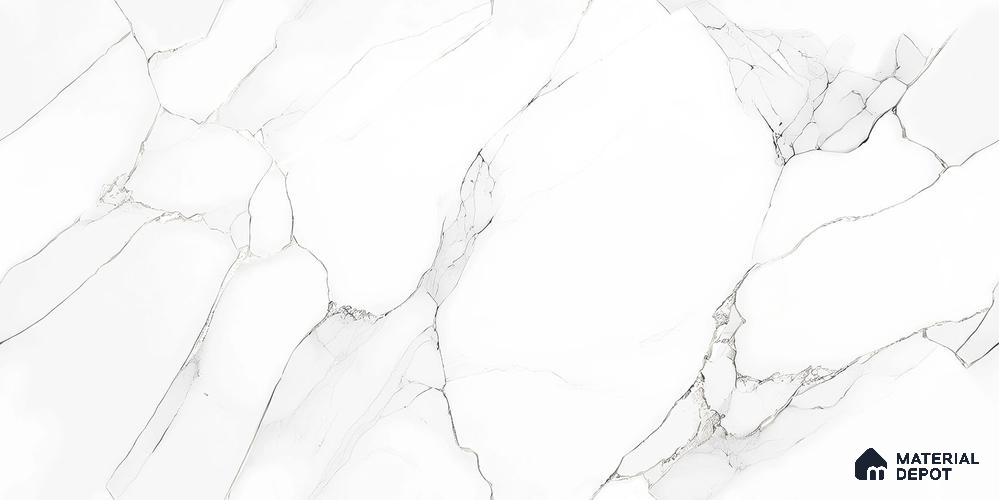 Marble Floor & Wall Tile TL 12293 Verniz White 4 ft x 2 ft Endless Pearl Carving Finish Vitrified Tile - 9 mm | 3 Random Designs