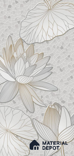 Floral Wall Tile TL 12275 B Dalmia Grey Decore 4 ft x 2 ft Sugar + (Glossy Granula/Glue) Finish Vitrified Tile - 9 mm | 2 Random Designs