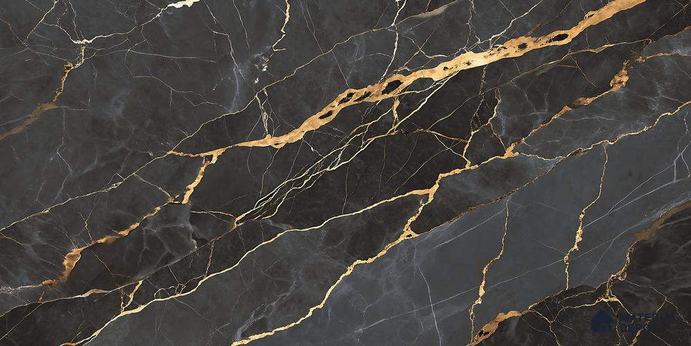 Marble Floor & Wall Tile TL 12281 B Fractllia Black 4 ft x 2 ft Sugar Carving Finish Vitrified Tile - 9 mm | 4 Random Designs