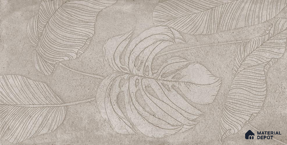 Tropical Wall Tile TL 12244 Cementine Decore Leaf 4 ft x 2 ft Double Digital Finish Vitrified Tile - 9 mm | 4 Random Designs
